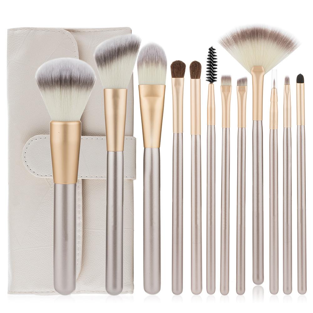 High-end Persian hair 12 champagne makeup brushes, makeup tool set with brush bag professional makeup, standard