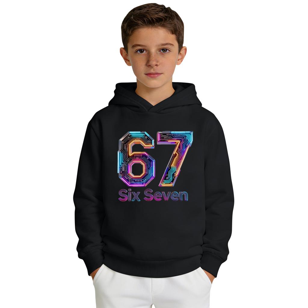 Jungen Bedrucktes Kapuzen-Langarm-Sweatshirt Lässiges Sport-Komfort-Sweatshirt