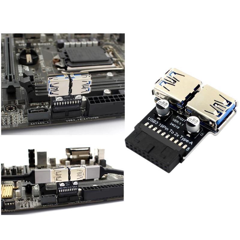 19/20Pin to hanceUSB Adapter Output 19Pin Header Converters Data Transfer Board for PC Desktop Motherboards Connectors