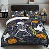 3-piece Halloween Skeleton Pattern, 1 Quill Cover+2 Pillowcases, Coreless, Soft and Comfortable Quill Cover Set