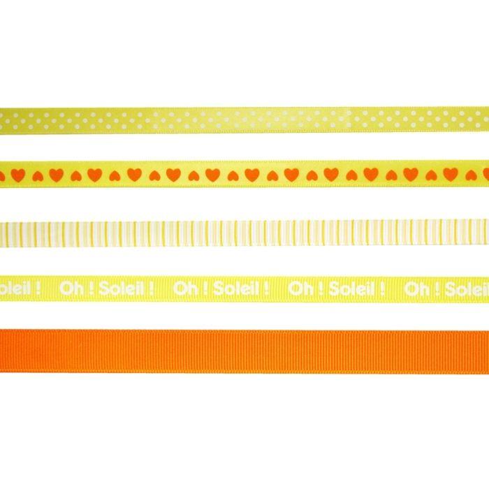 Ruban imprimé Jaune 90 cm 5 pièces
