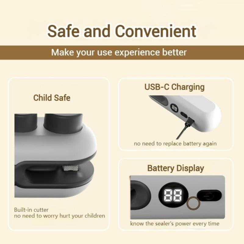 Small Portable Snacks Sealer Manual Sealing Tool Battery Food Preservations Tool Suitable for Home and Office Use