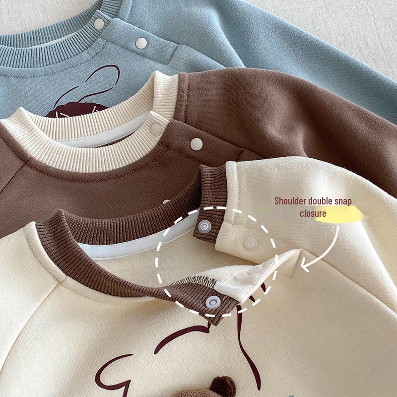 2025 Kids' Korean Style Winter Sweatshirt - Boys' Fashion Print & Girls' Cute Pullover