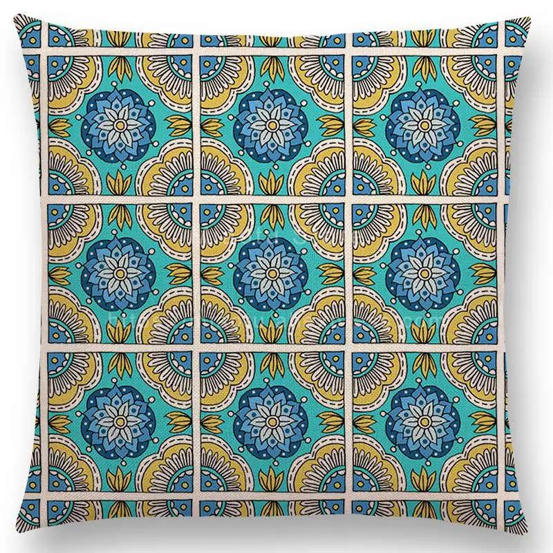 Neueste Boho Bunte Blumen Kissenbezug Rosa Regenbogen Lebhaft Floral Mandalas Musterdesign Begeisterung Drucke Kissenbezug