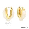 French Maillard Vintage Fashion U-shaped Resin Earrings Light Luxury High-end Stainless Steel Girls' Personalized Jewelry