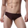Sexy Men's Underwear Solid Color Mid Rise Ice Silk Briefs Elastic Underpants