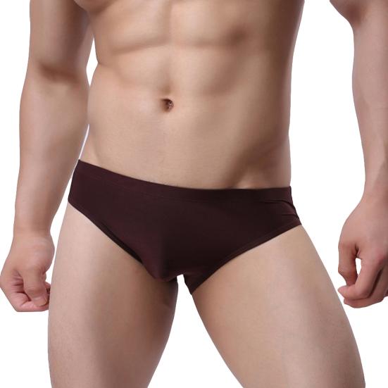 Sexy Men's Underwear Solid Color Mid Rise Ice Silk Briefs Elastic Underpants
