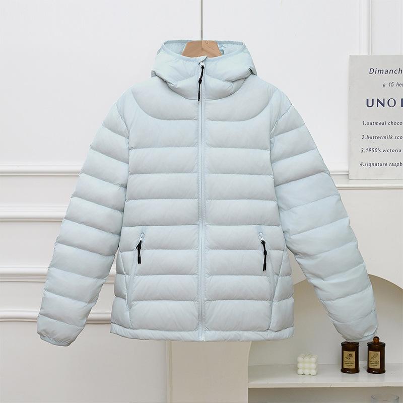 Ribs light down jacket women's short new hooded white duck down warm outdoor casual autumn and winter jacket