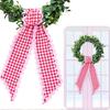 Festival Ribbon Sash Fall Scalloped Wreath for Front Door, 55 Inch Plaid Gingham Autumn Door Bows Thanksgiving Harvest Yard Porch Doorway Indoor