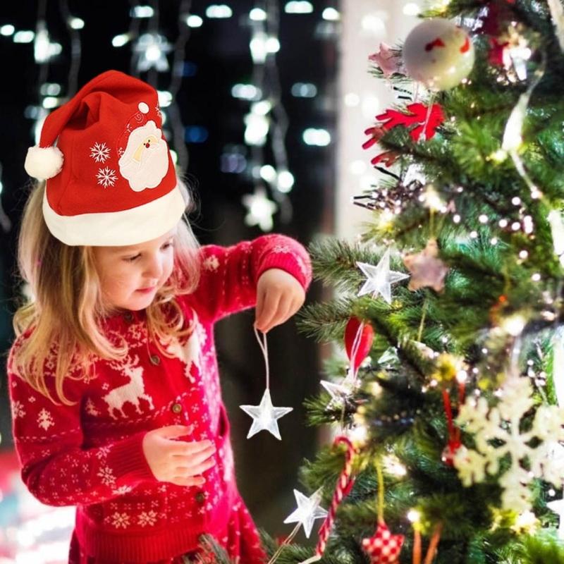 10pcs Exquisite Christmas Hat, Santa Hat Holiday Hat for Unisex Adults Festival Party Hat Plush Santa Hat Red Hat
