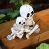 Fishing Skull Statues Halloween Decors Collectible Figurines Realistic Skull Sculpture for Outdoor Garden Pond Fountain