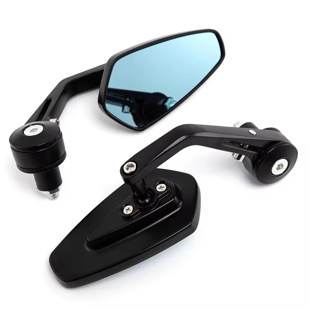 Motorcycle Modification Blue Mirror Reverse Mirror Handle Mirror 22mm Handle Mirror Oval Suitable for Chunfeng NK250 and NK650