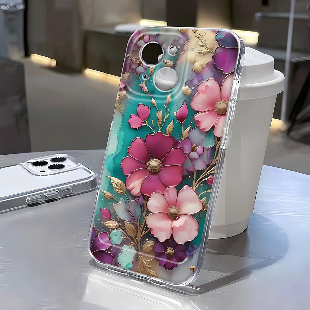 Vintage Flowers Clear Case for IPhone 16 15 14 13 12 11 Pro Max X XS Max XR 7 8 Plus Case 16E