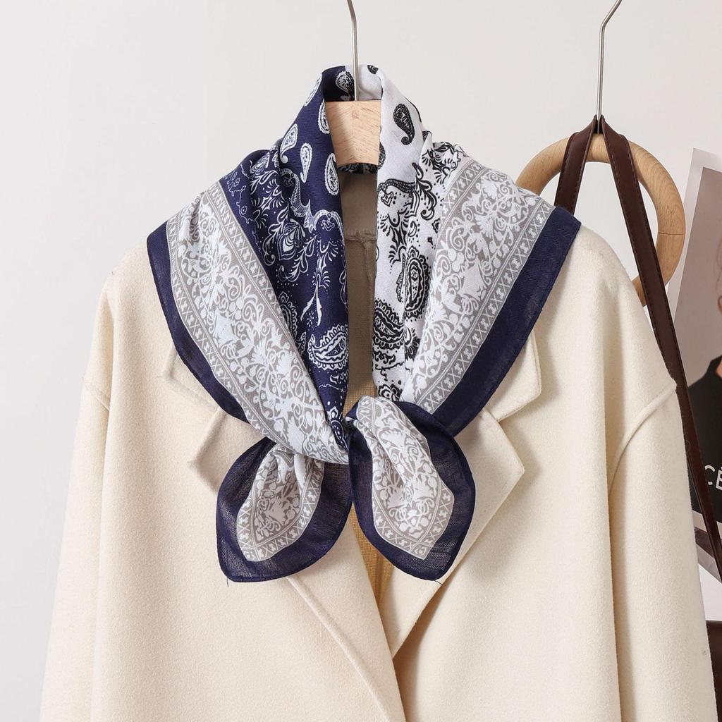 Paisley Patchwork Cotton & Linen Square Scarf for Women - Silk Neck Tie for Shirts, Suits & Waist - Spring/Summer Fashion Accessory