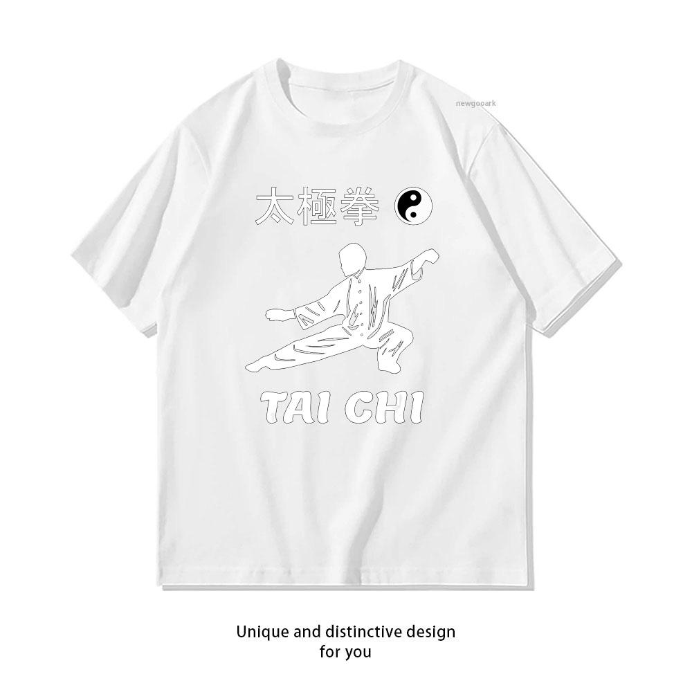 Tai Chi Kung Fu Chinese Martial Arts Yin Yang Tshirt Woman Man Summer Cotton Cartoon printed Tshirt AdultShortsleev Gift Tops S