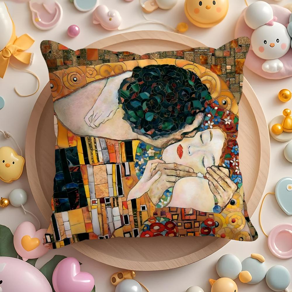 Gustav Klimt Obraz Olejny Poszewka na Poduszkę Krótki Plusz Dwustronny Nadruk Domowy Można Prać w Pralki w Ciepłą Zimę Poszewka na Poduszkę