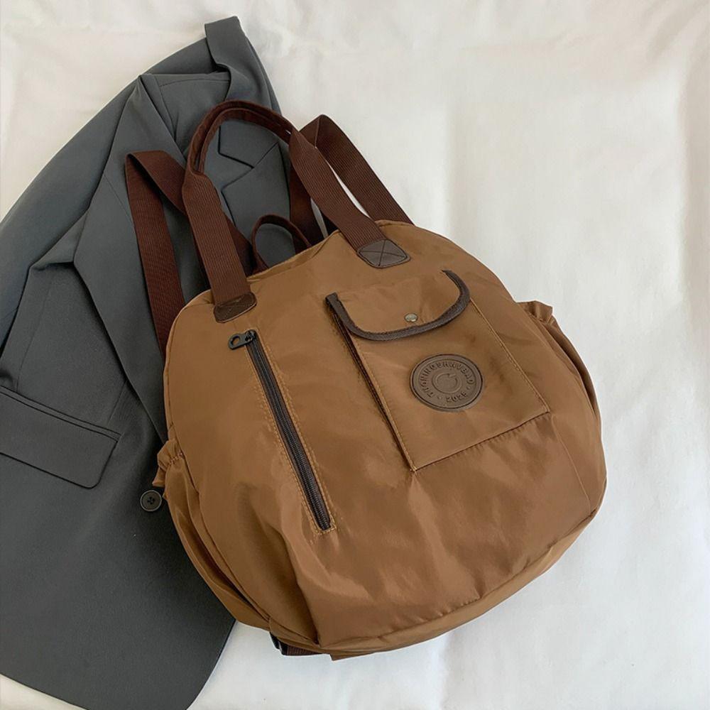 Solid Color Round Shape Shoulder Bag Large Capacity Fitness Bag Swimming Nylon Backpack  Girls