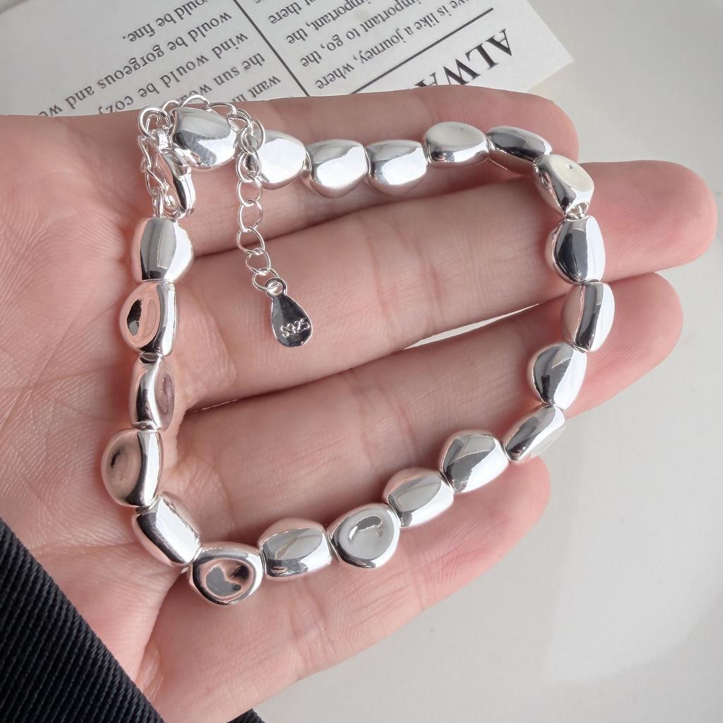 Xiaomi 100% Solid 925 Sterling Silver Metal Bracelet for Women Vintage Handmade Simple Pearl Bracelet Birthday Gift Party