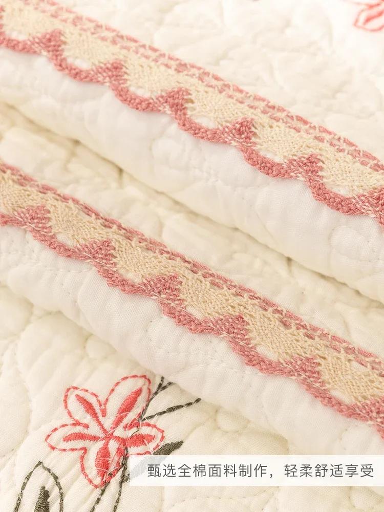 White Pure Cotton Sofa Cushion Case, Pastoral Washed Sofa Cover Towel, Modern Minimalist Cover, Non-Slip, Four Seasons