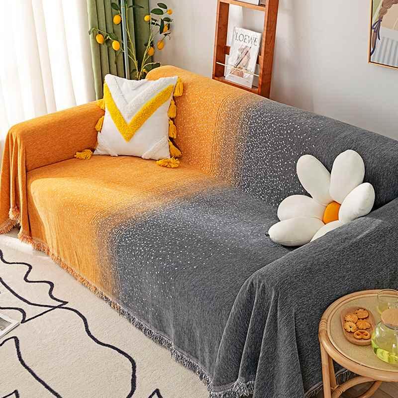 

Чехол для полотенец из синели с песком, простой современный чехол для дивана, универсальный чехол для четырех сезонов, градиент цвета спинки