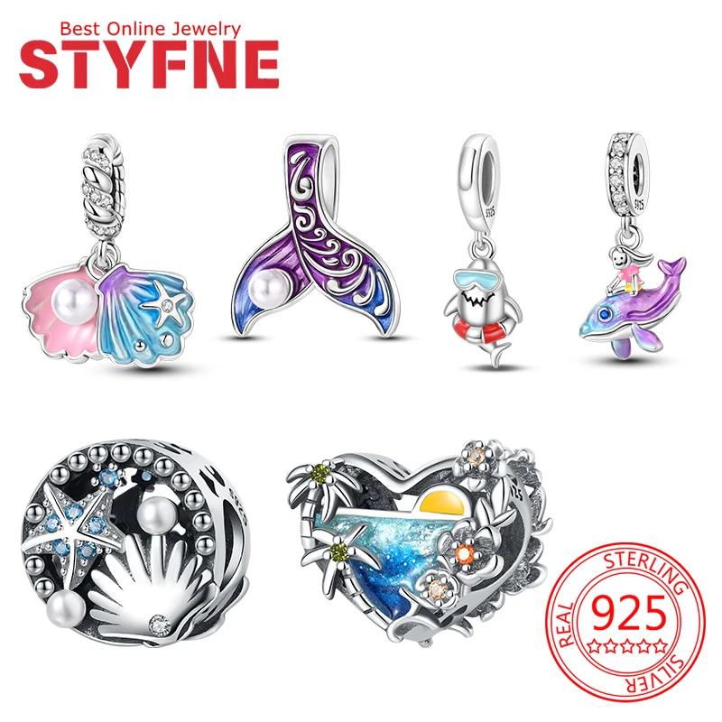 Fishtail Ocean Charms Originales Beads Fit Bracelet Necklace Accessories Bead Jewelry Making Fine Jewelry Gift Diy