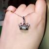 Women Sparkling Crown Pendant Necklace with Central Stone Elegant Royal Inspired Jewelry