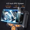 Průmyslová endoskopická kamera 4,3palcová IPS obrazovka IP67 Vodotěsná HD1080P 8mm čočka potrubí Kanalizační inspekční kamera Boroskop pro auto