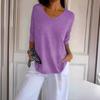Spring Summer Women's European American Style V-neck Solid Color Lightweight Knit Top Casual Basic Knit Sweater Base Layer