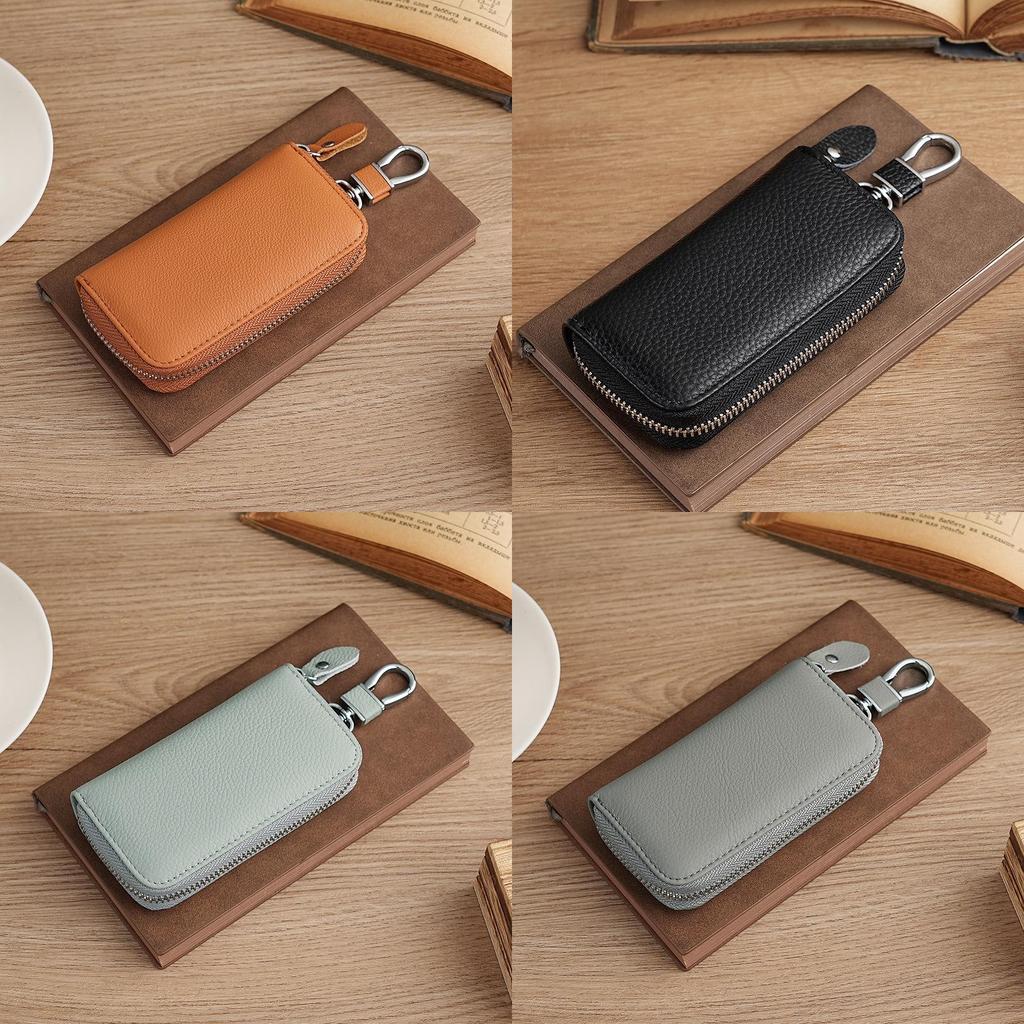 Genuine Leather Car Key Case With Card Holder For Daily Use