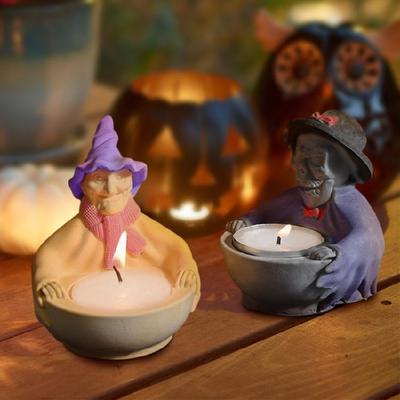 Skull Witch Silicones Candle Holder Mould Easy Demolding For Candlestick Halloween Party Decoration Epoxy Resin Project