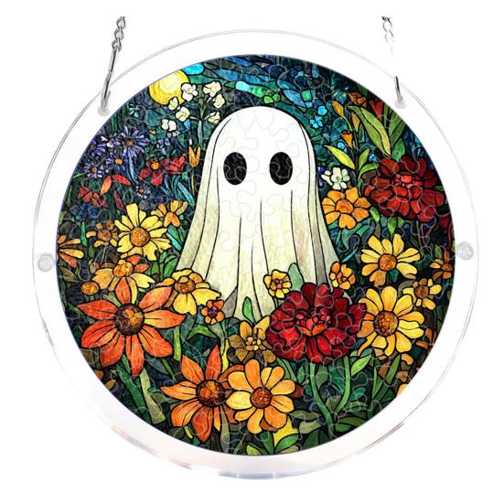 Halloween Acrylic Jigsaw Puzzle Suncatcher Stained Glass Style DIY Sun Catcher