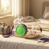 Transparent Hamster Carriers Cage Ventilated with Water Bottle Travel Hamster Carrier Adjustable Strap Food Bowl