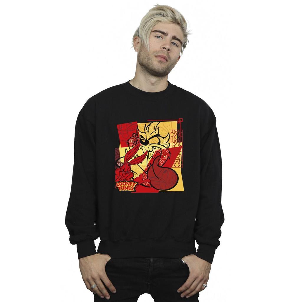 Looney Tunes Mens Taz Bugs Rabbit New Year Sweatshirt