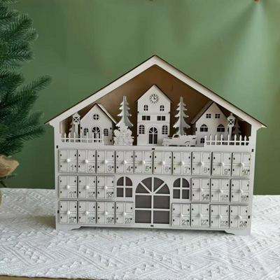 Christmas Advents Calendar with LED Lights and 24 Gift Drawers Decoration X3UC