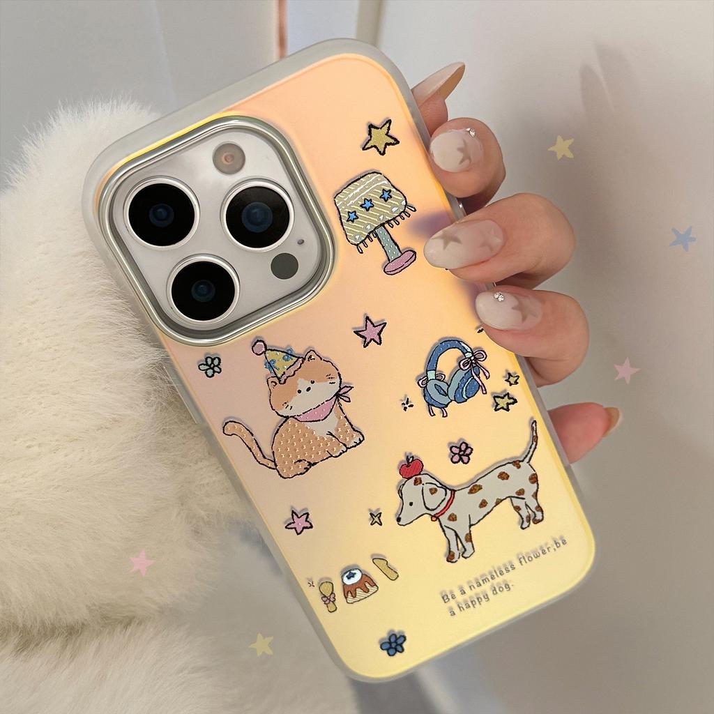Gilt Cute Pet for IPhone17 Phone Case 16 Laser 15 Promax 14 Cartoon 11 Electroplating