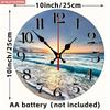 Beach Scene Wall Clock. Coastal Sunset Design for Living Room or Bedroom.