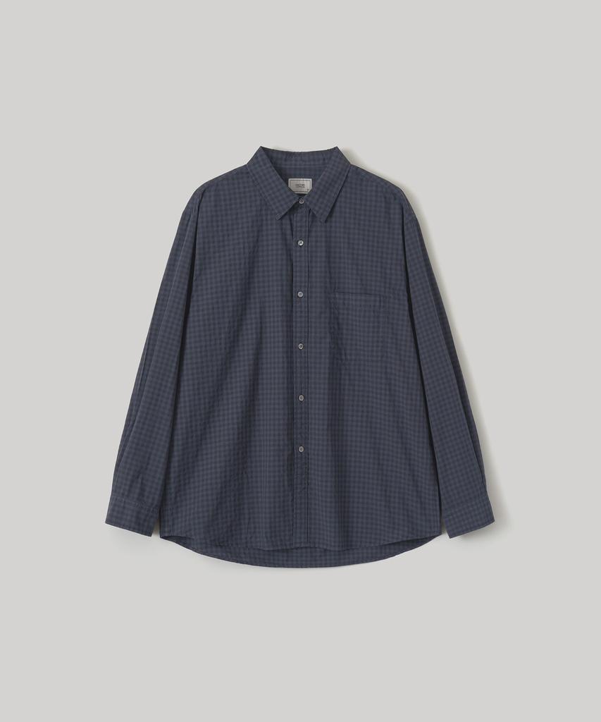 ANOTHER OFFICE Bold Garment Gingham Check Shirt (Smoky Indigo)