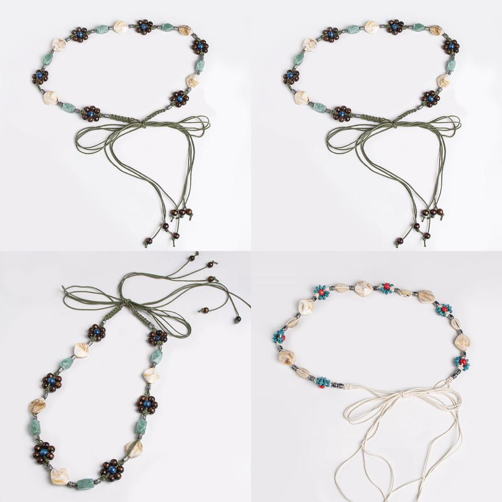 Bohemian Ethnic Waist Rope Belt With Handcrafted Splicing And Tie Closure For Daily Casual Use