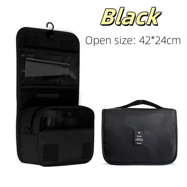 

Дорожня косметичка Водонепроникний органайзер для туалетних приналежностей Високоякісні жінки Neceser Гачок для ванної кімнати Гачок для миття Гачок Сумка для зберігання макіяжу чорний