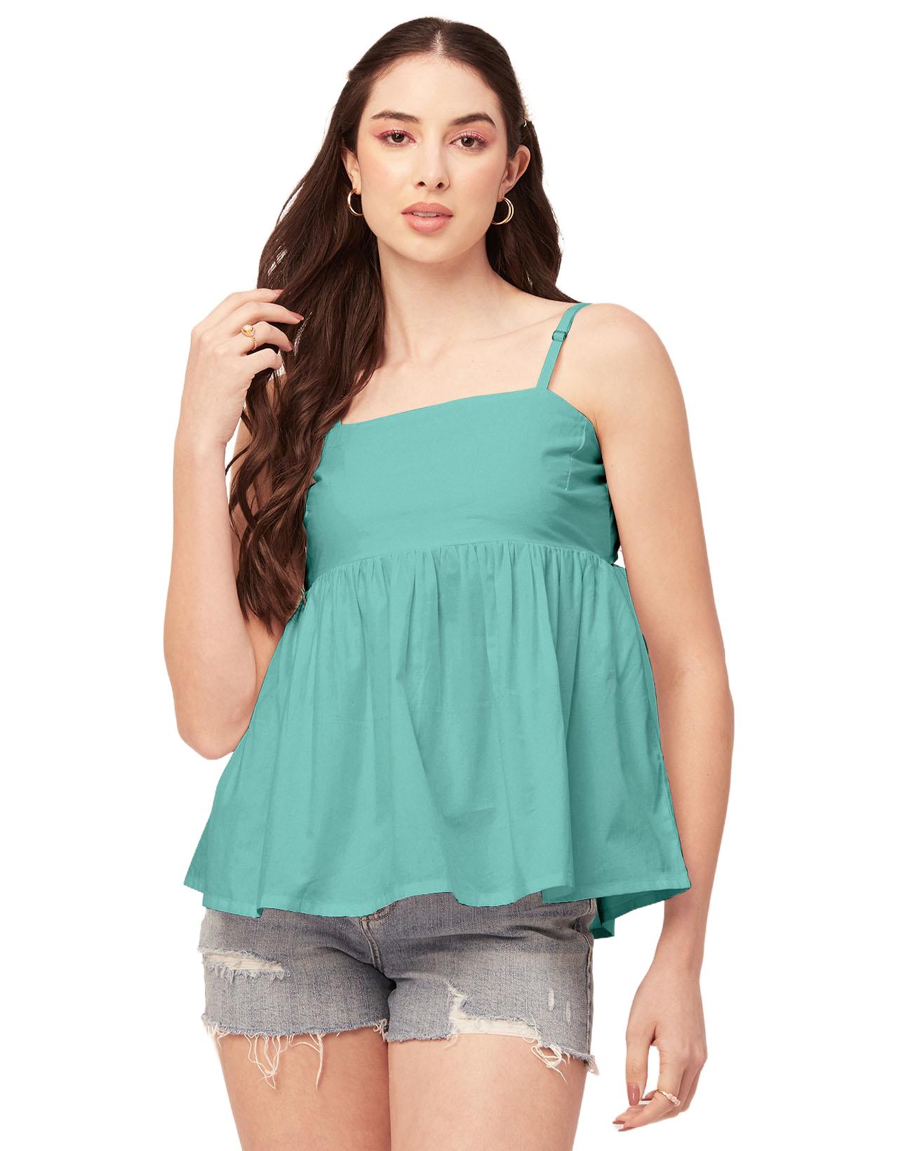 

Літні жіночі топи Moomaya з регульованими лямками, повсякденна однотонна майка XS синій