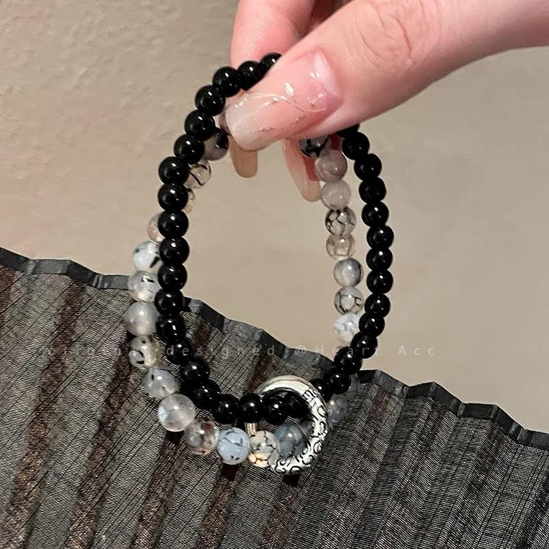 

Women s National Style Safety Buckle Bead Bracelet чорний/білий