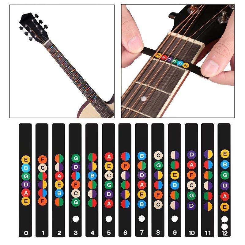 Guitar Fingerboard Note Chord Stickers With Number Mark Black Background Removable Fretboard Labels Guitar Learning Tool