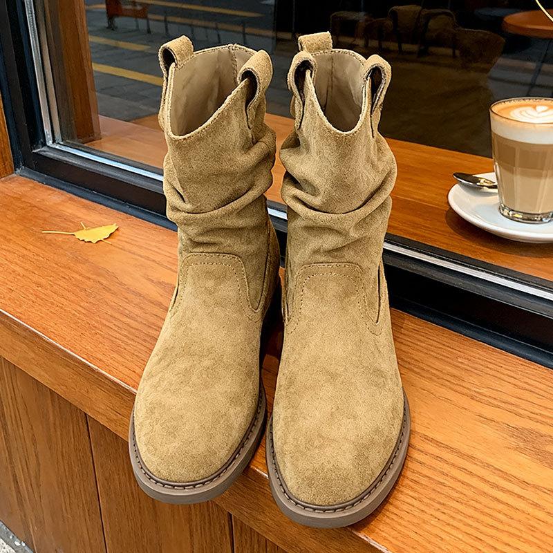 Maillard Medium Boots Children's New Autumn Western Cowboy Stack Boots Thick-soled Martin Boots Single Boots