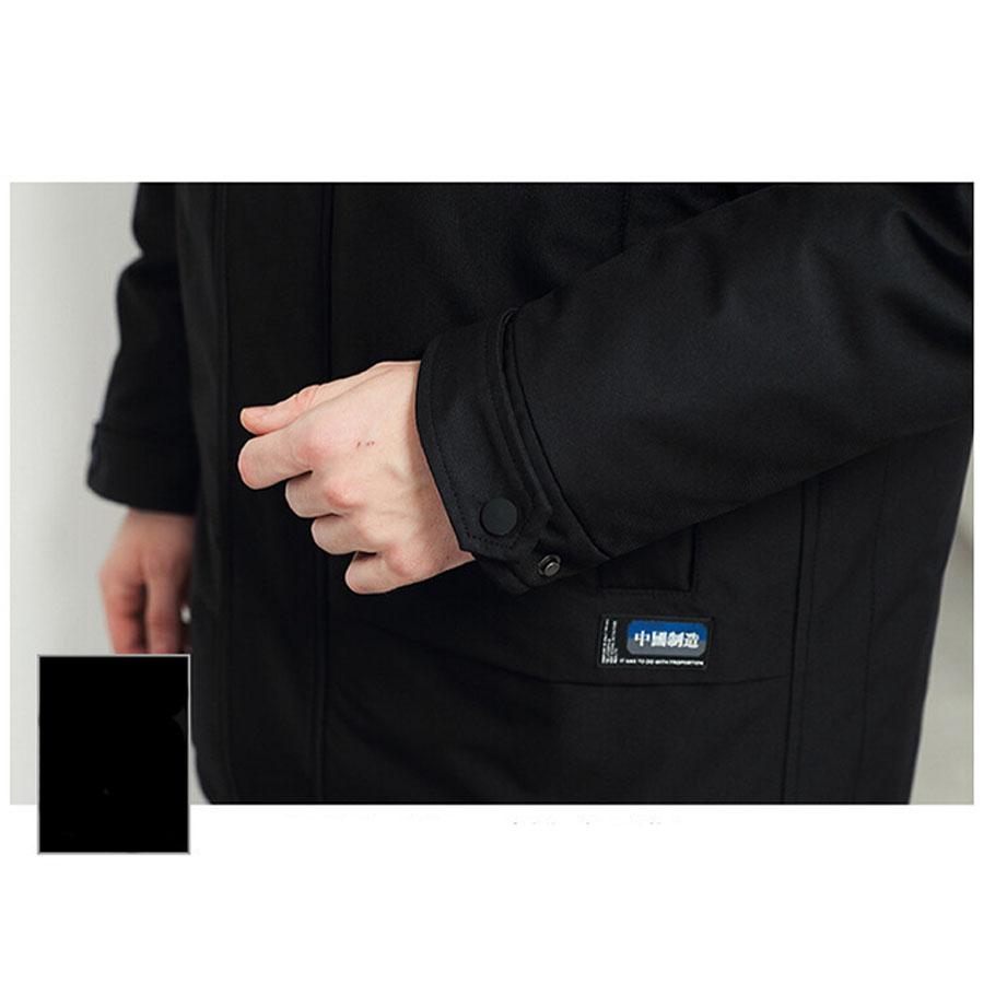Giacca da uomo in piumino con collo in pelliccia, invernale, di media lunghezza, da lavoro, con tasche grandi, casual, ampia e spessa