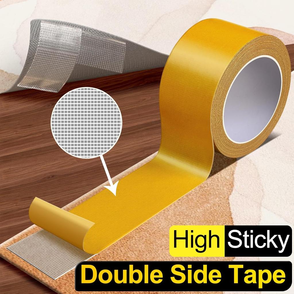 1Roll Double Sided Tape High Viscosity Grid Fiber Transparent Double Sided Tape Sticky Waterproof Adhesive Fiber Mesh Tapes