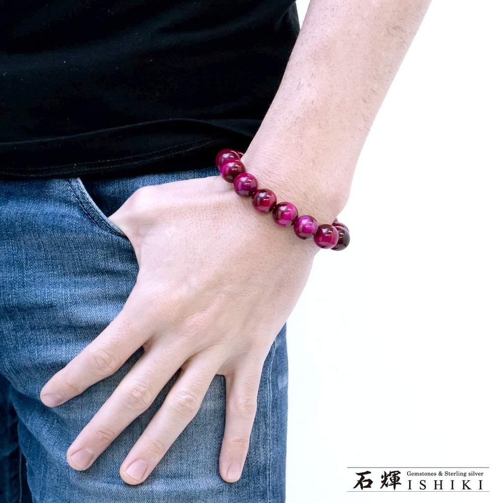 Pink Tiger Eye 14mm Prayer Bead Bracelet Natural Stone Power Stone Money Luck Work Luck Financial Luck [Shiki] [[b309]
