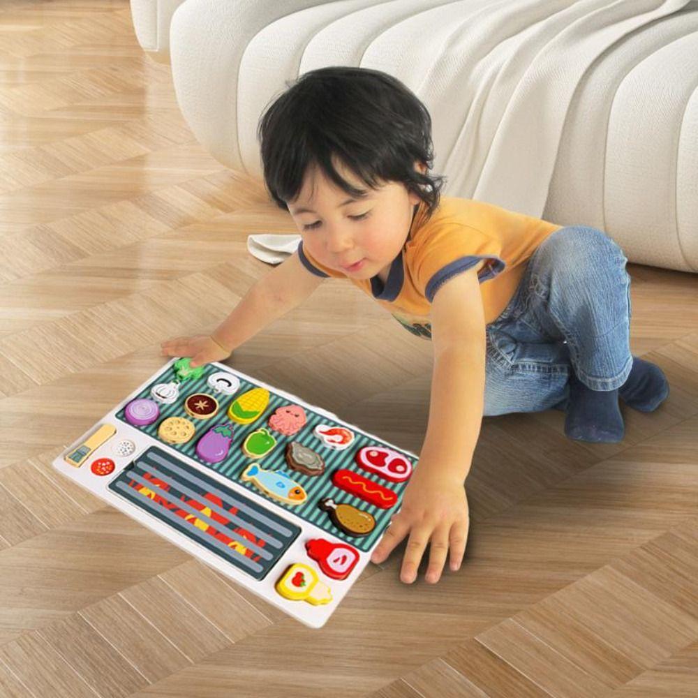 Cooking Experience Wooden Barbecue Toy Simulation Food Pretend Play Set  Play House