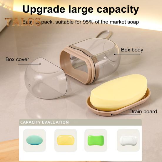 Cestovní pouzdro na mýdlo Průhledný design Kompaktní Přenosné Nepropustné Držák na mýdlo s víkem Miska na mýdlo s odtokovou vaničkou