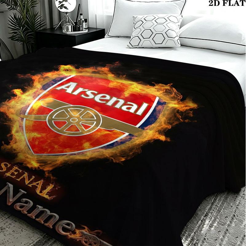 1PC Arsenal F Custom Name Patterned Flannel Blanket Suitable For All Seasons for Home Decor Warmth and Comfort Gifts Holiday Present