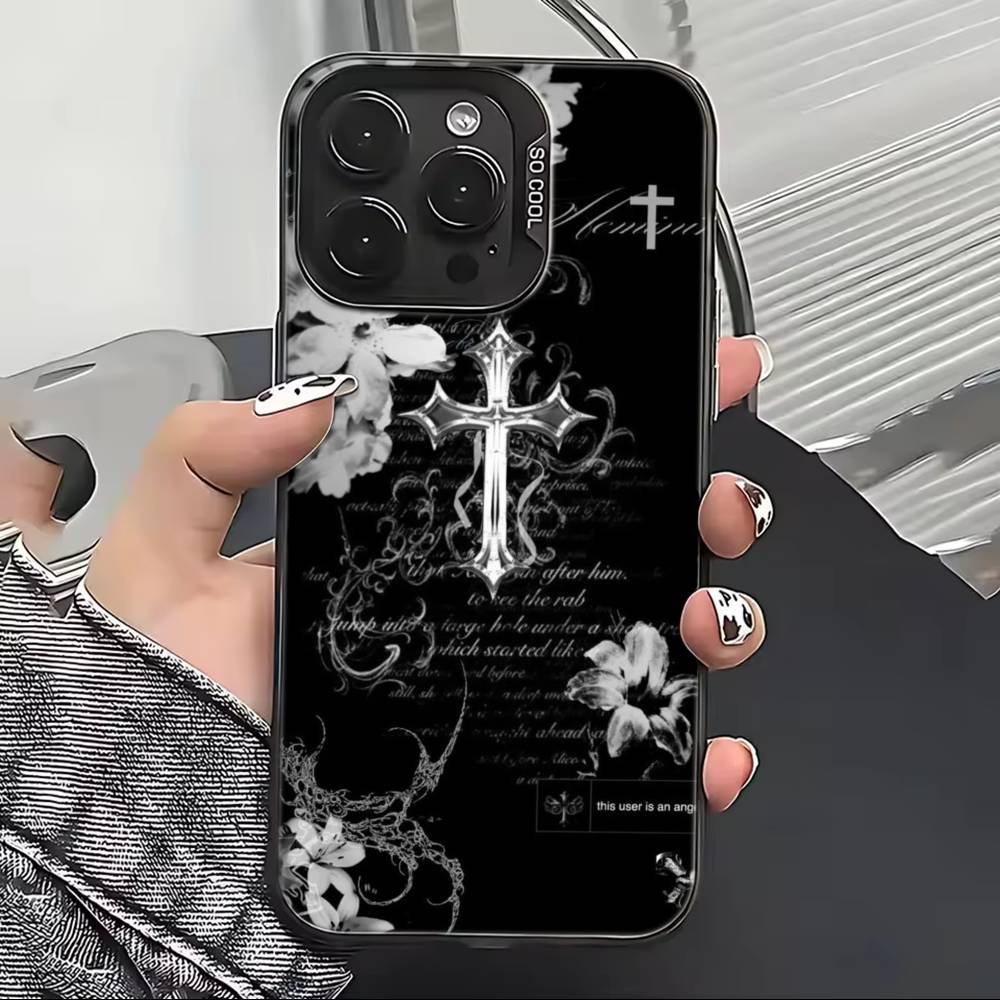 C-Cool Dark Catgothic C-Cross Phone Case For iPhone 17,16,15,14,13,12,11 Plus,Pro Max,XS,Colorful Silver Black Cover